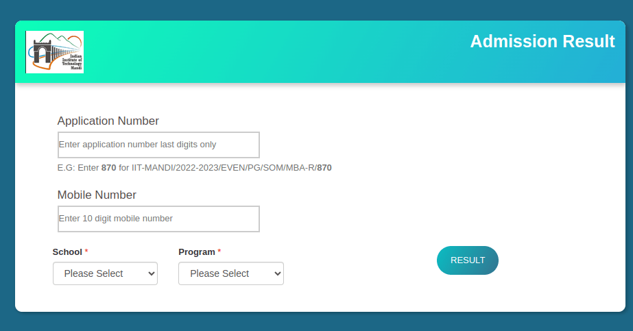 IIT Mandi Admission Result